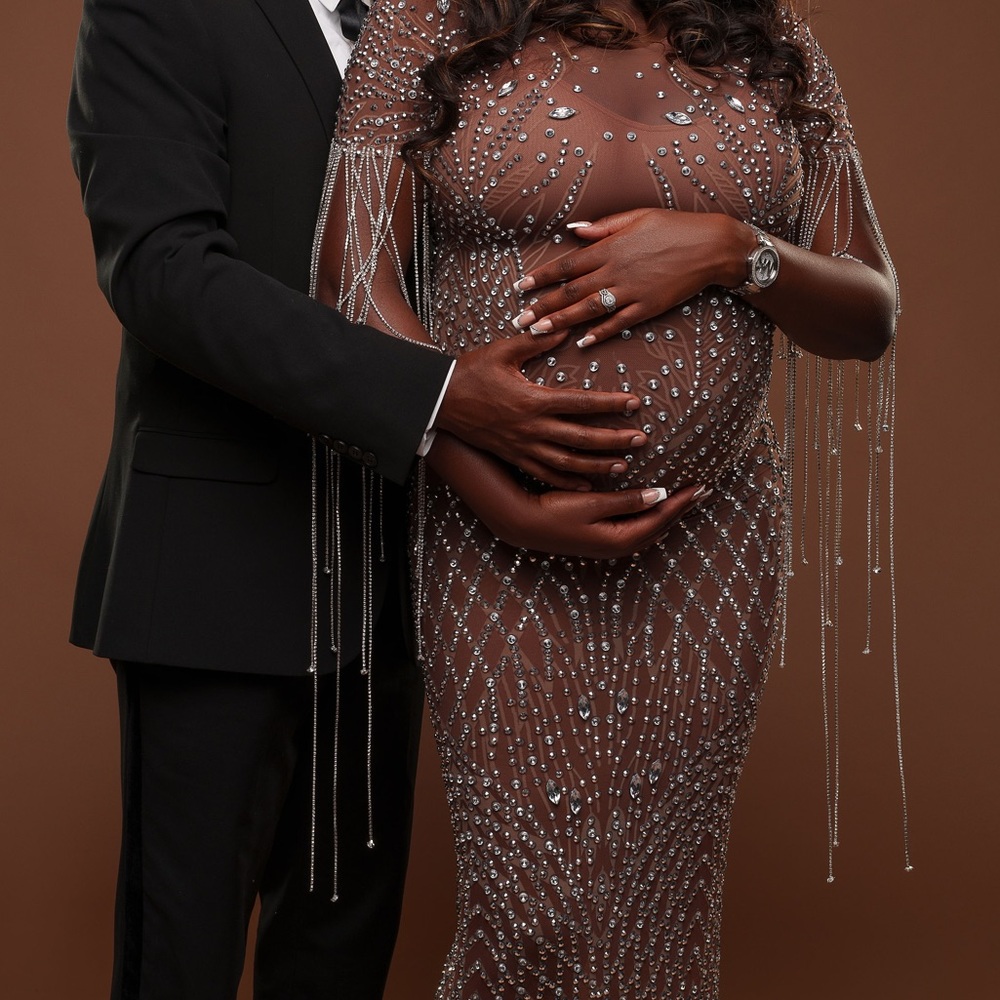 Rhinestone Maternity Dress